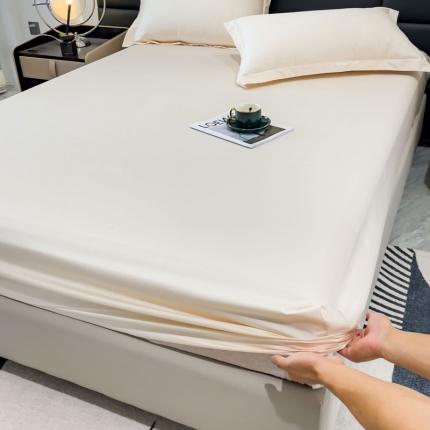 91家纺网 家纺一手货源 找家纺 金丝鸟 2023新款全棉100支长绒棉单品床笠 奶昔白