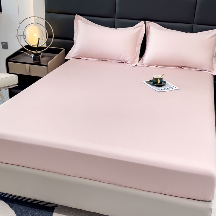 91家纺网 家纺一手货源 找家纺 金丝鸟 2023新款全棉100支长绒棉单品床笠 白桃粉