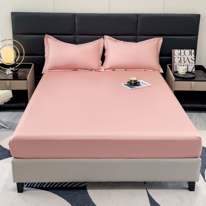 91家纺网 家纺一手货源 找家纺 金丝鸟 2023新款全棉100支长绒棉单品床笠 豆沙粉