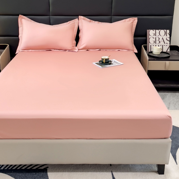 91家纺网 家纺一手货源 找家纺 金丝鸟 2023新款全棉100支长绒棉单品床笠 豆沙粉