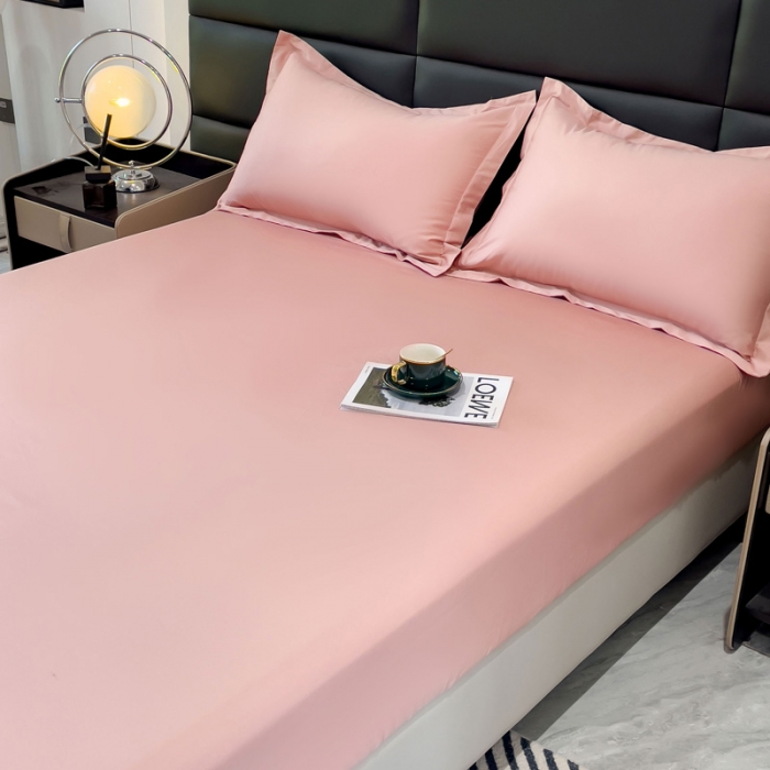 91家纺网 家纺一手货源 找家纺 金丝鸟 2023新款全棉100支长绒棉单品床笠 豆沙粉