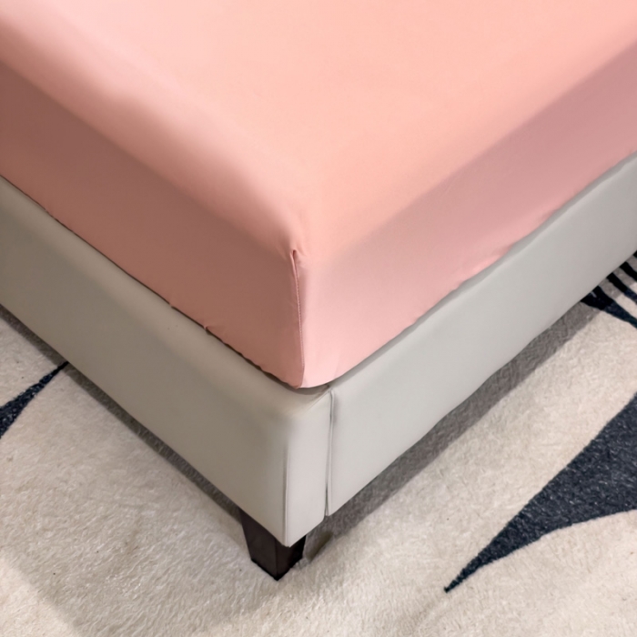 91家纺网 家纺一手货源 找家纺 金丝鸟 2023新款全棉100支长绒棉单品床笠 豆沙粉