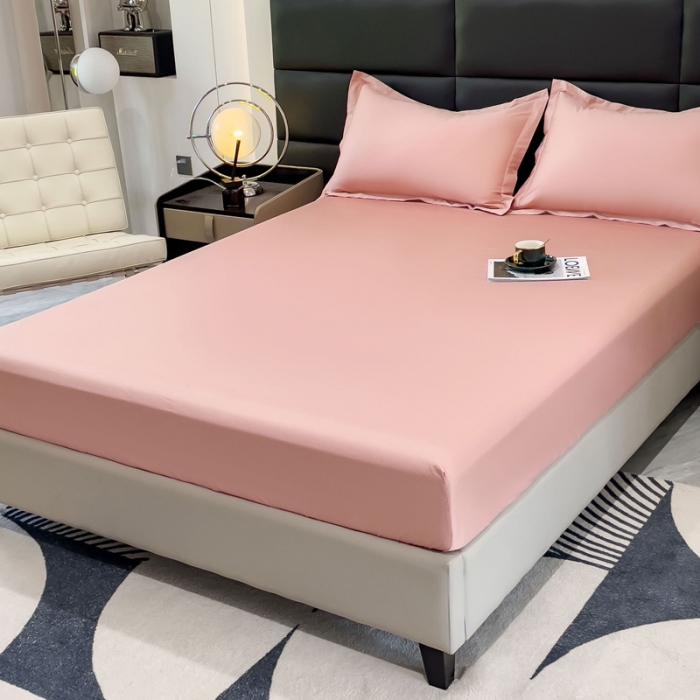 91家纺网 家纺一手货源 找家纺 金丝鸟 2023新款全棉100支长绒棉单品床笠 豆沙粉