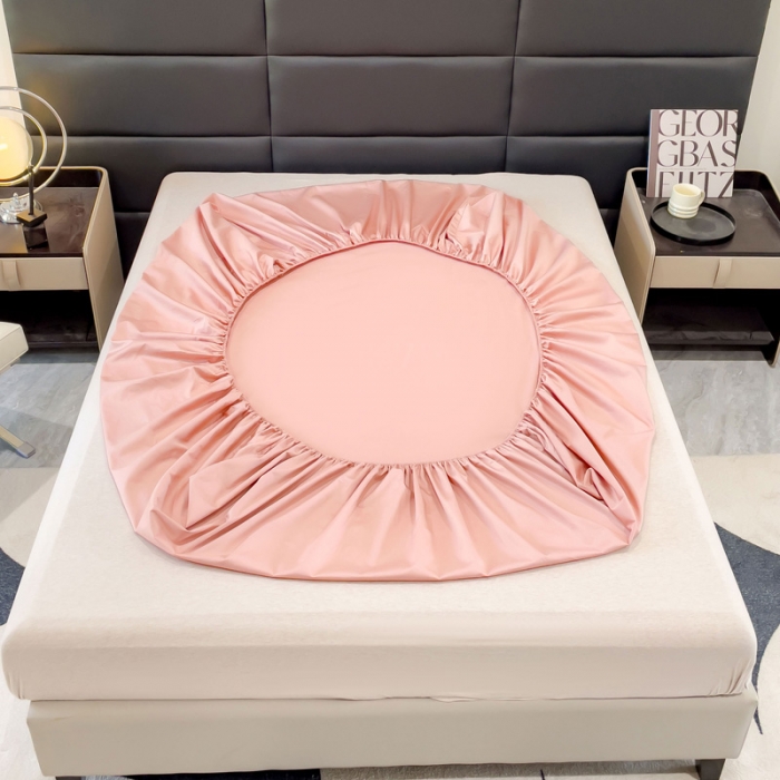 91家纺网 家纺一手货源 找家纺 金丝鸟 2023新款全棉100支长绒棉单品床笠 豆沙粉