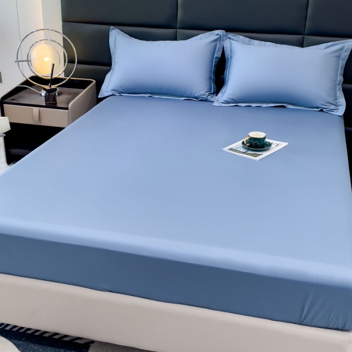 91家纺网 家纺一手货源 找家纺 金丝鸟 2023新款全棉100支长绒棉单品床笠 风暴蓝