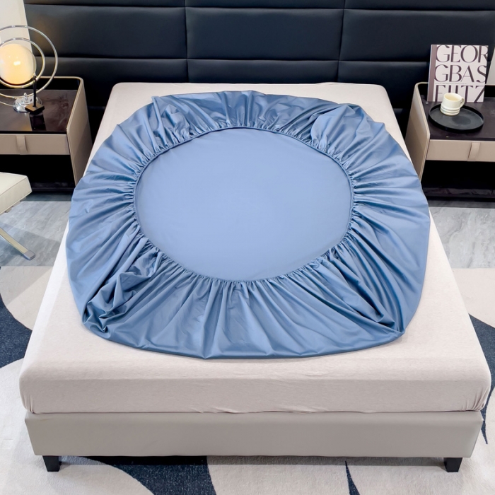 91家纺网 家纺一手货源 找家纺 金丝鸟 2023新款全棉100支长绒棉单品床笠 风暴蓝