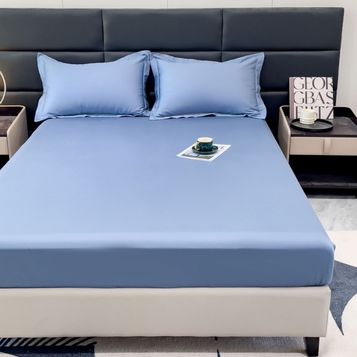 91家纺网 家纺一手货源 找家纺 金丝鸟 2023新款全棉100支长绒棉单品床笠 风暴蓝