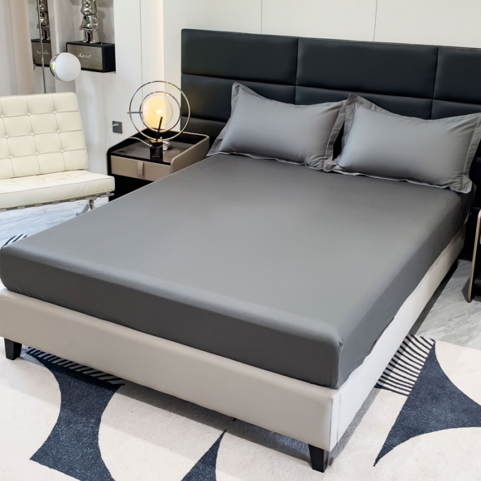 91家纺网 家纺一手货源 找家纺 金丝鸟 2023新款全棉100支长绒棉单品床笠 高级灰