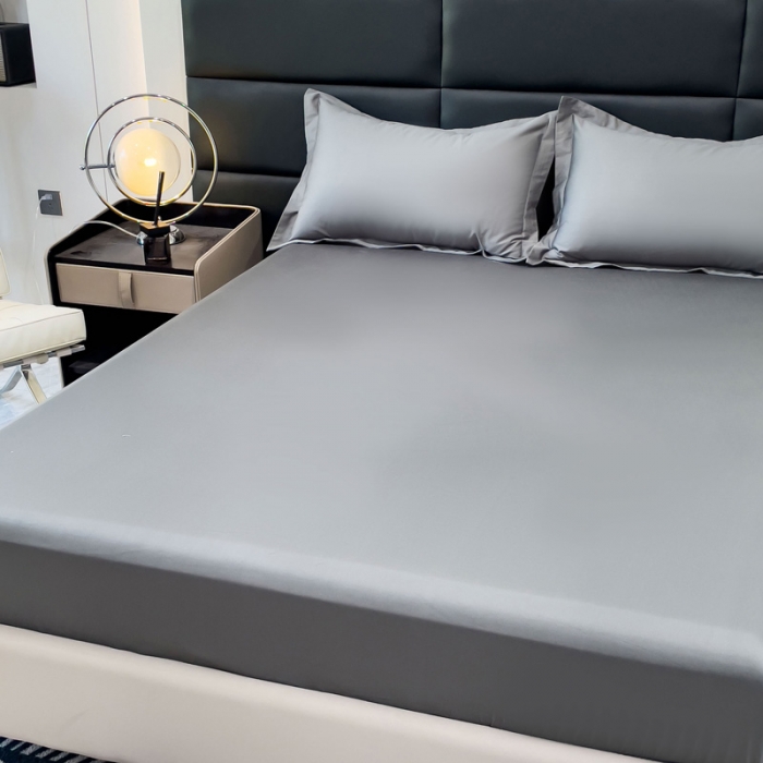 91家纺网 家纺一手货源 找家纺 金丝鸟 2023新款全棉100支长绒棉单品床笠 高级灰