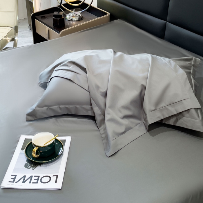 91家纺网 家纺一手货源 找家纺 金丝鸟 2023新款全棉100支长绒棉单品床笠 高级灰