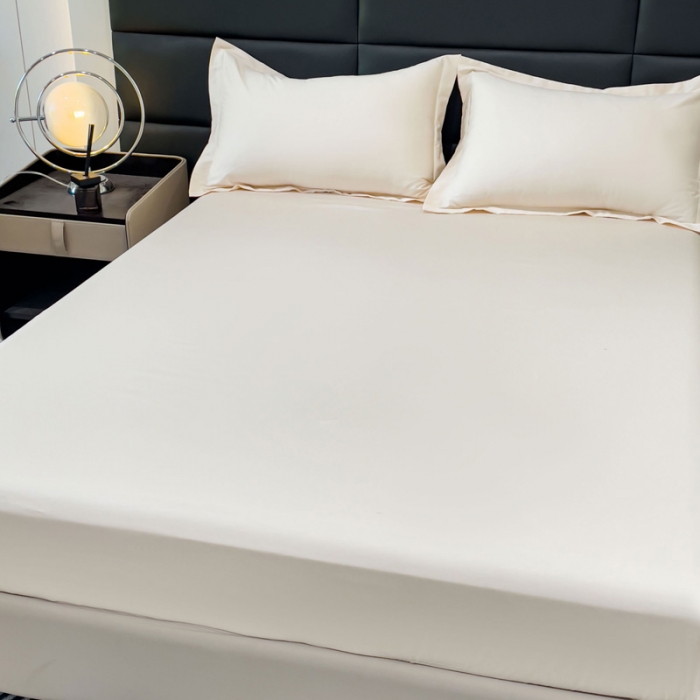 91家纺网 家纺一手货源 找家纺 金丝鸟 2023新款全棉100支长绒棉单品床笠 奶昔白