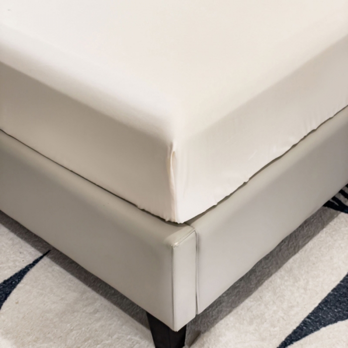 91家纺网 家纺一手货源 找家纺 金丝鸟 2023新款全棉100支长绒棉单品床笠 奶昔白