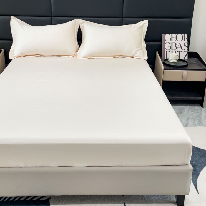 91家纺网 家纺一手货源 找家纺 金丝鸟 2023新款全棉100支长绒棉单品床笠 奶昔白