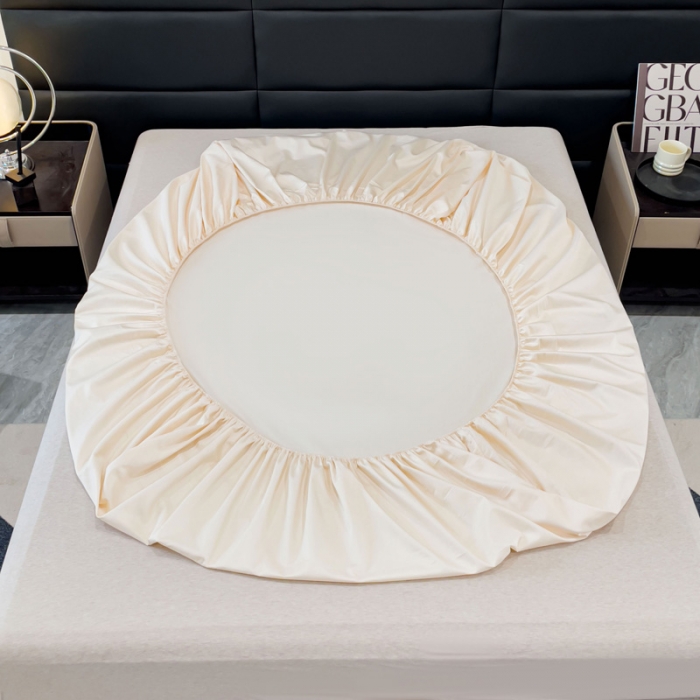 91家纺网 家纺一手货源 找家纺 金丝鸟 2023新款全棉100支长绒棉单品床笠 奶昔白