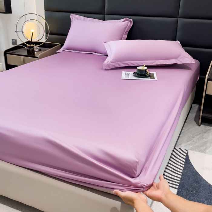 91家纺网 家纺一手货源 找家纺 金丝鸟 2023新款全棉100支长绒棉单品床笠 苏格拉紫