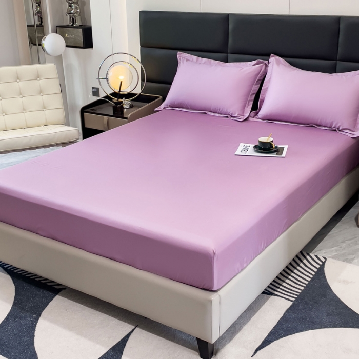 91家纺网 家纺一手货源 找家纺 金丝鸟 2023新款全棉100支长绒棉单品床笠 苏格拉紫