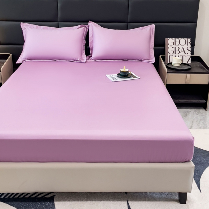 91家纺网 家纺一手货源 找家纺 金丝鸟 2023新款全棉100支长绒棉单品床笠 苏格拉紫