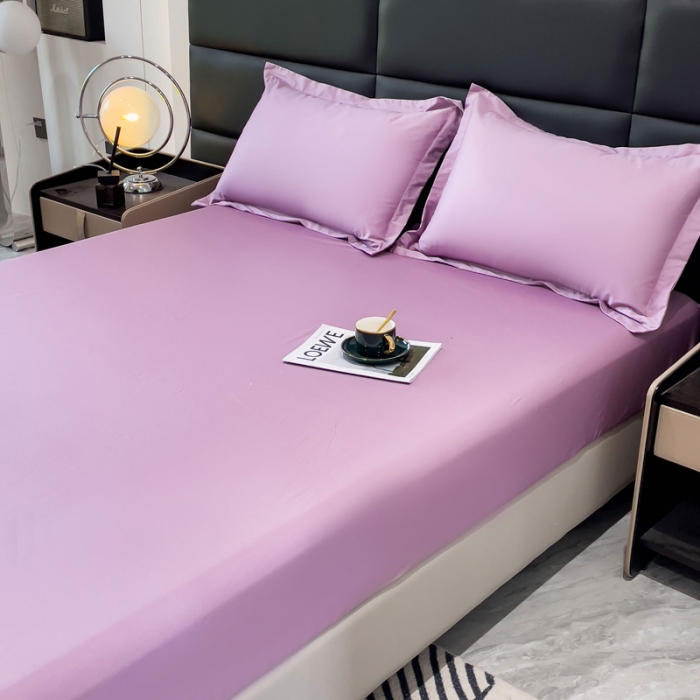 91家纺网 家纺一手货源 找家纺 金丝鸟 2023新款全棉100支长绒棉单品床笠 苏格拉紫