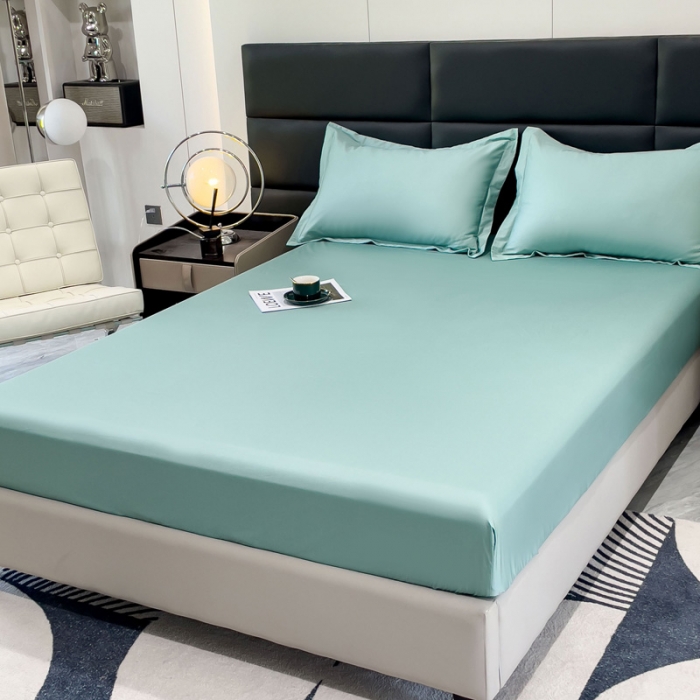 91家纺网 家纺一手货源 找家纺 金丝鸟 2023新款全棉100支长绒棉单品床笠 月光绿