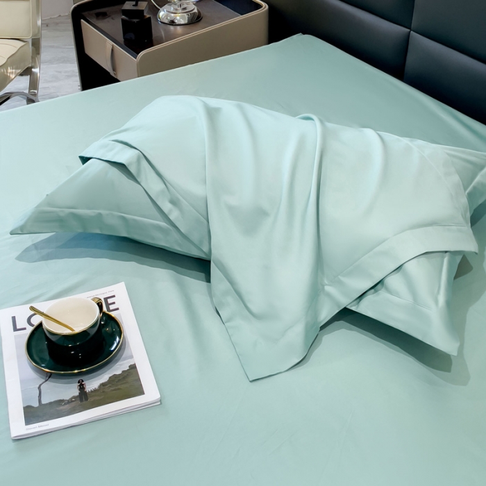 91家纺网 家纺一手货源 找家纺 金丝鸟 2023新款全棉100支长绒棉单品床笠 月光绿