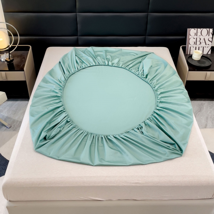 91家纺网 家纺一手货源 找家纺 金丝鸟 2023新款全棉100支长绒棉单品床笠 月光绿