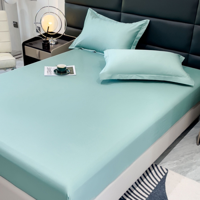 91家纺网 家纺一手货源 找家纺 金丝鸟 2023新款全棉100支长绒棉单品床笠 月光绿