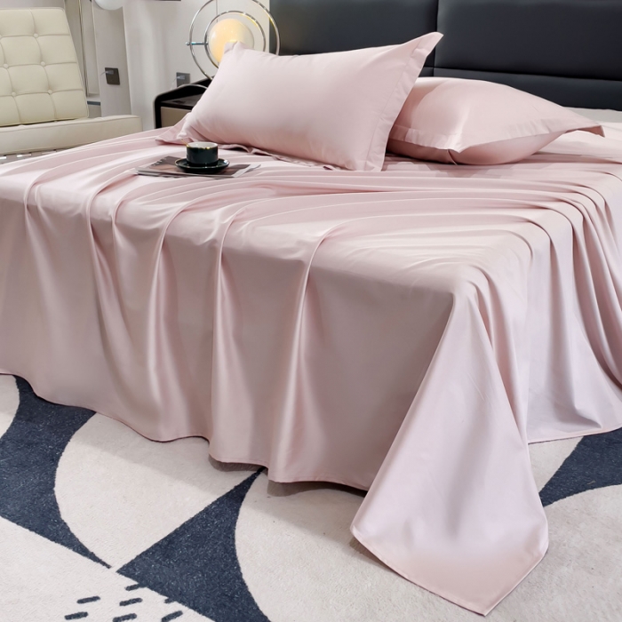 91家纺网 家纺一手货源 找家纺 金丝鸟 2023新款全棉100支长绒棉单品床单 白桃粉