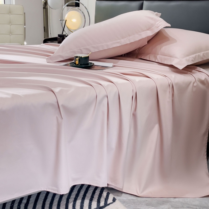 91家纺网 家纺一手货源 找家纺 金丝鸟 2023新款全棉100支长绒棉单品床单 白桃粉