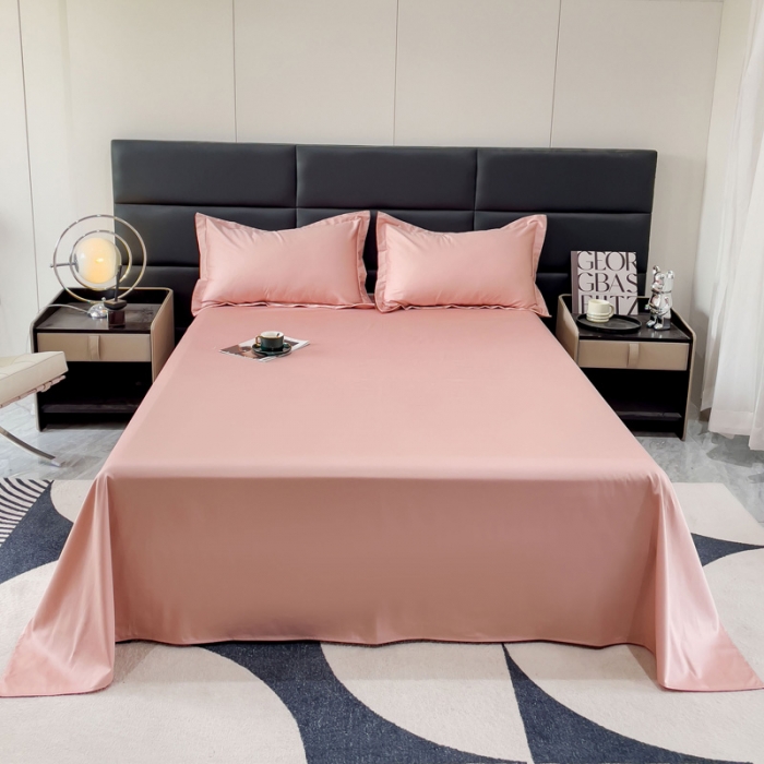 91家纺网 家纺一手货源 找家纺 金丝鸟 2023新款全棉100支长绒棉单品床单 豆沙粉