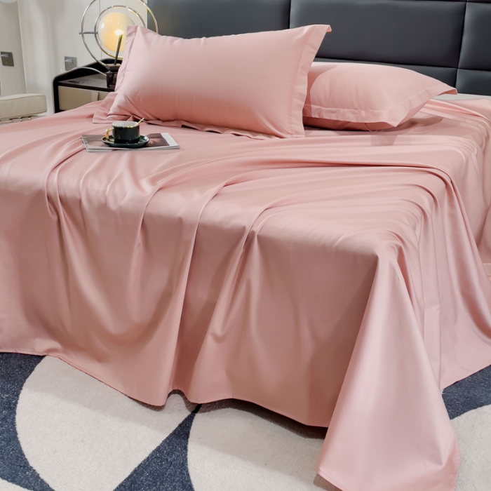 91家纺网 家纺一手货源 找家纺 金丝鸟 2023新款全棉100支长绒棉单品床单 豆沙粉