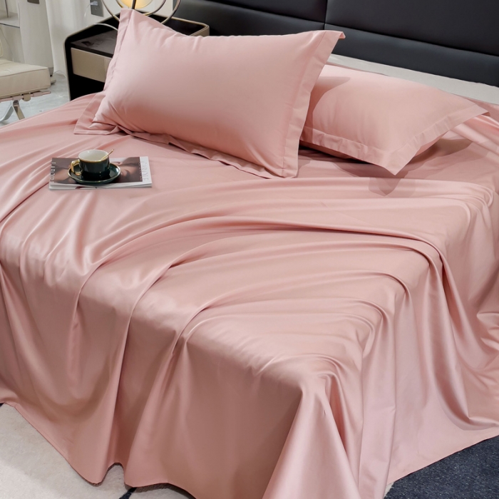 91家纺网 家纺一手货源 找家纺 金丝鸟 2023新款全棉100支长绒棉单品床单 豆沙粉