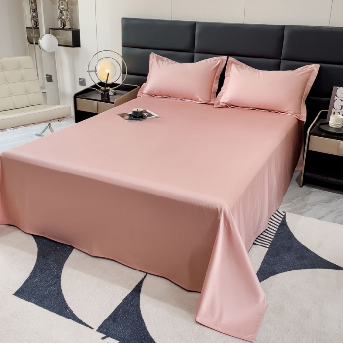 91家纺网 家纺一手货源 找家纺 金丝鸟 2023新款全棉100支长绒棉单品床单 豆沙粉