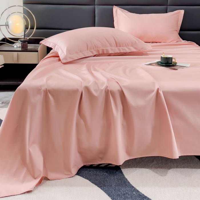 91家纺网 家纺一手货源 找家纺 金丝鸟 2023新款全棉100支长绒棉单品床单 豆沙粉