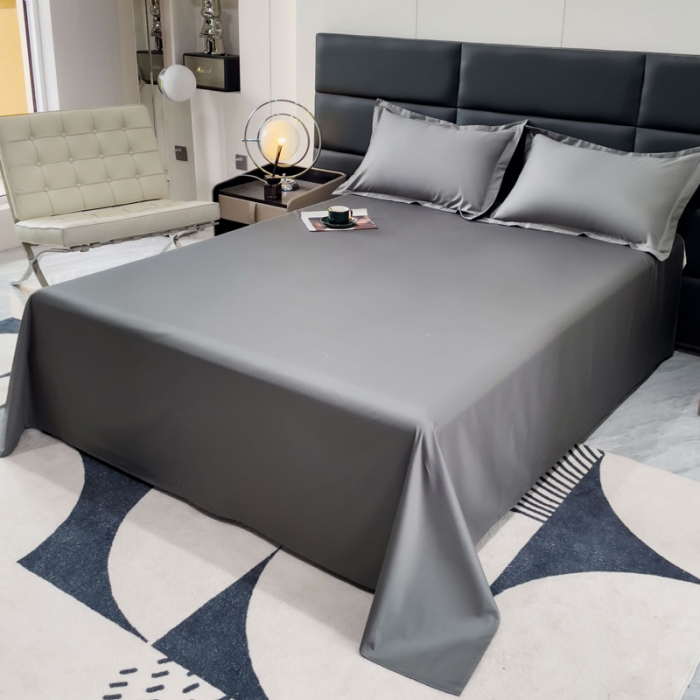 91家纺网 家纺一手货源 找家纺 金丝鸟 2023新款全棉100支长绒棉单品床单 高级灰