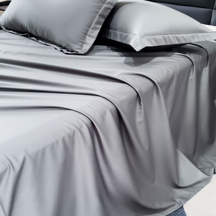 91家纺网 家纺一手货源 找家纺 金丝鸟 2023新款全棉100支长绒棉单品床单 高级灰