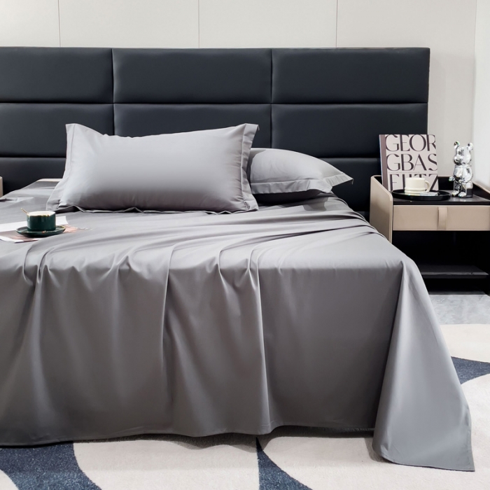 91家纺网 家纺一手货源 找家纺 金丝鸟 2023新款全棉100支长绒棉单品床单 高级灰