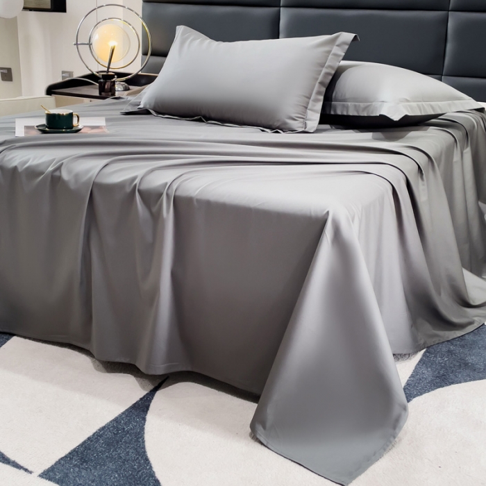 91家纺网 家纺一手货源 找家纺 金丝鸟 2023新款全棉100支长绒棉单品床单 高级灰