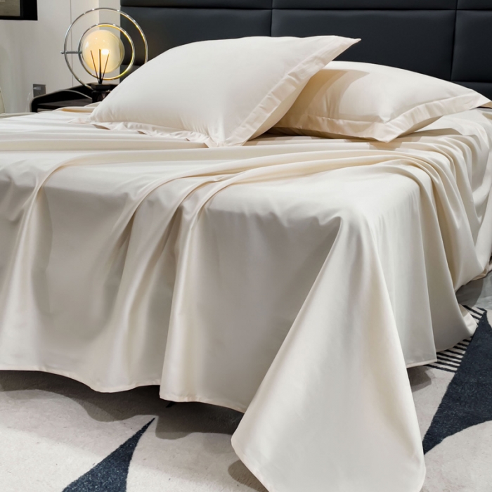 91家纺网 家纺一手货源 找家纺 金丝鸟 2023新款全棉100支长绒棉单品床单 奶昔白