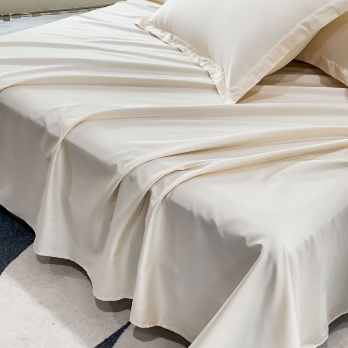 91家纺网 家纺一手货源 找家纺 金丝鸟 2023新款全棉100支长绒棉单品床单 奶昔白