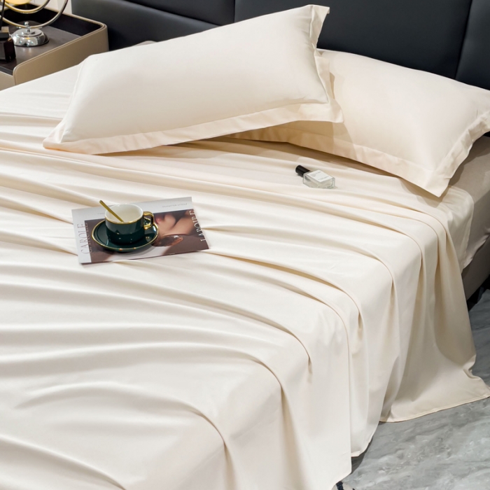 91家纺网 家纺一手货源 找家纺 金丝鸟 2023新款全棉100支长绒棉单品床单 奶昔白