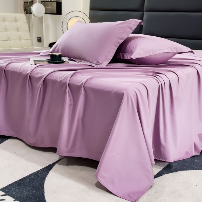 91家纺网 家纺一手货源 找家纺 金丝鸟 2023新款全棉100支长绒棉单品床单 苏格拉紫