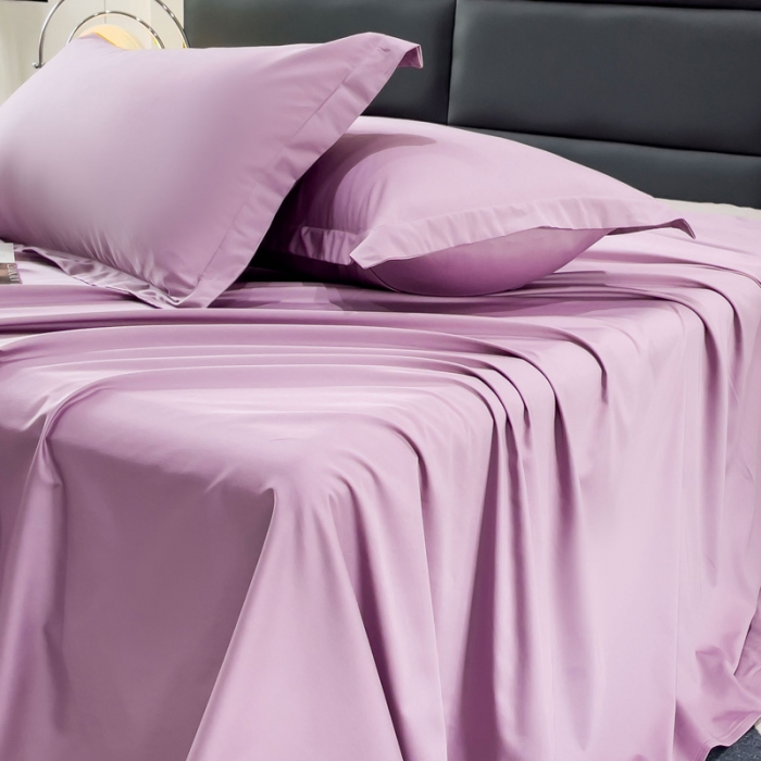 91家纺网 家纺一手货源 找家纺 金丝鸟 2023新款全棉100支长绒棉单品床单 苏格拉紫