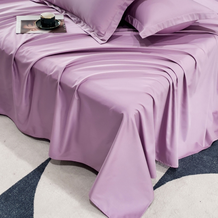 91家纺网 家纺一手货源 找家纺 金丝鸟 2023新款全棉100支长绒棉单品床单 苏格拉紫