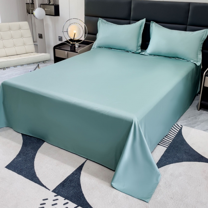 91家纺网 家纺一手货源 找家纺 金丝鸟 2023新款全棉100支长绒棉单品床单 月光绿