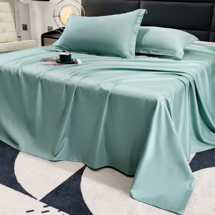 91家纺网 家纺一手货源 找家纺 金丝鸟 2023新款全棉100支长绒棉单品床单 月光绿