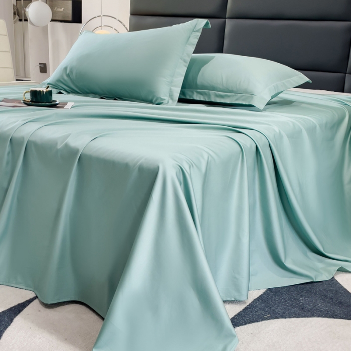 91家纺网 家纺一手货源 找家纺 金丝鸟 2023新款全棉100支长绒棉单品床单 月光绿