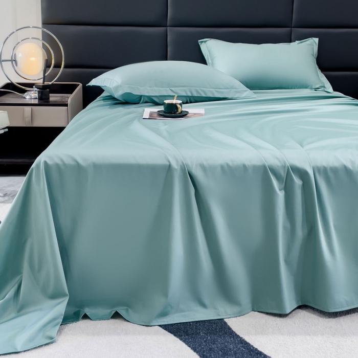 91家纺网 家纺一手货源 找家纺 金丝鸟 2023新款全棉100支长绒棉单品床单 月光绿