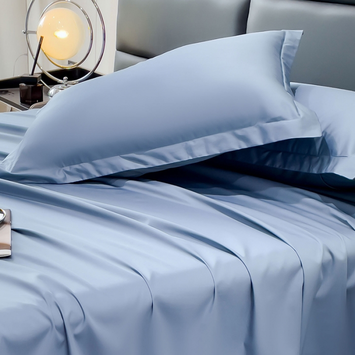 91家纺网 家纺一手货源 找家纺 金丝鸟 2023新款全棉100支长绒棉单品枕套 风暴蓝