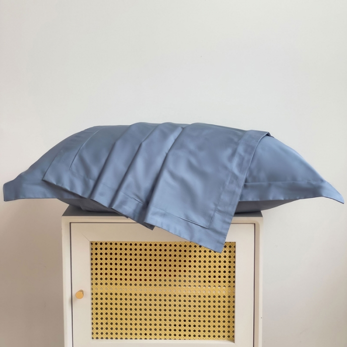 91家纺网 家纺一手货源 找家纺 金丝鸟 2023新款全棉100支长绒棉单品枕套 风暴蓝