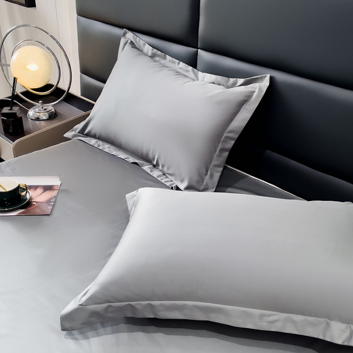 91家纺网 家纺一手货源 找家纺 金丝鸟 2023新款全棉100支长绒棉单品枕套 高级灰